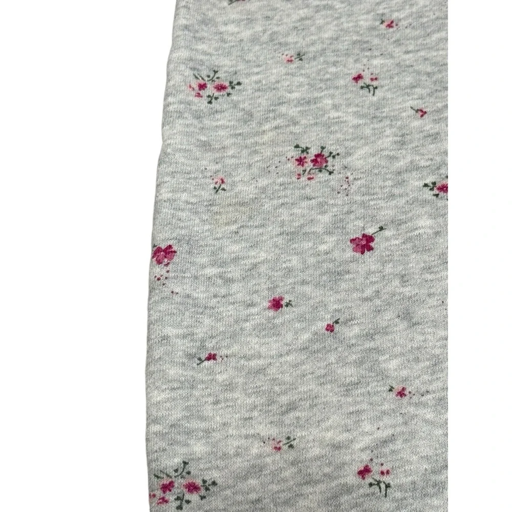Gap Y2K One Piece Sweatsuit 18-24 Months Full Zip Pink‎ Floral Gray Spell Out